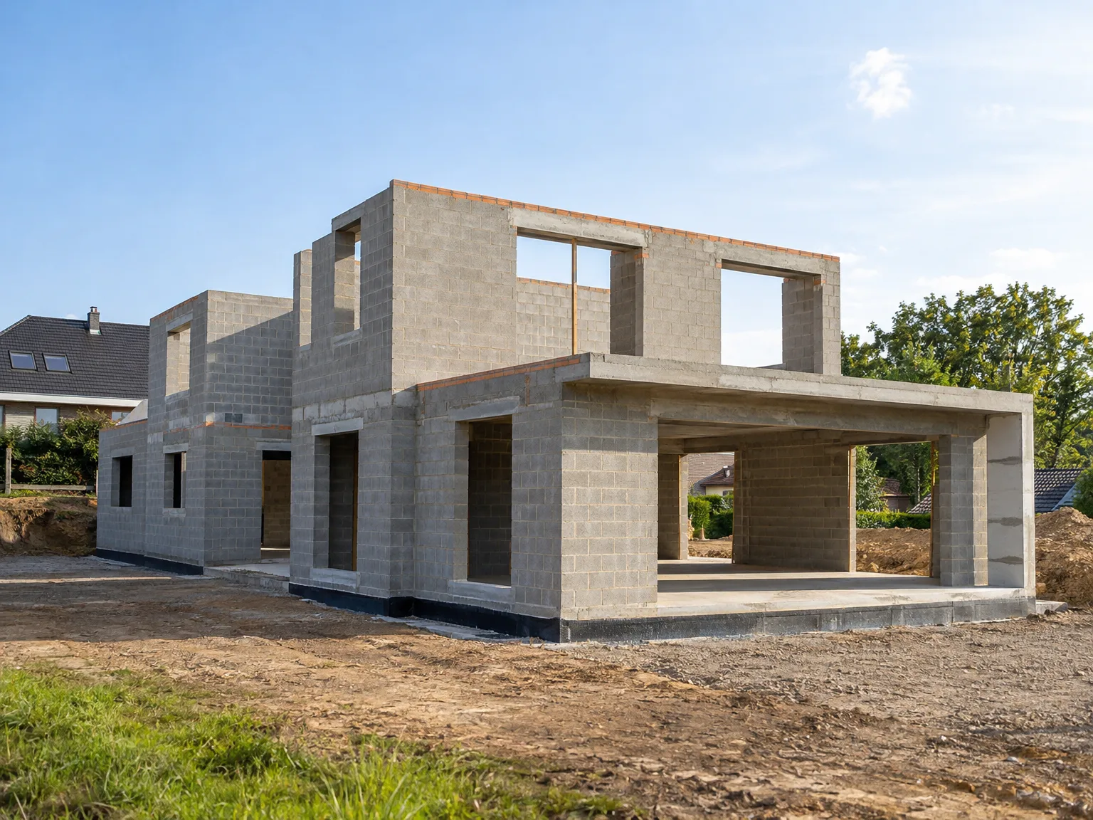 Gros œuvre - maison en construction, structure de maçonnerie