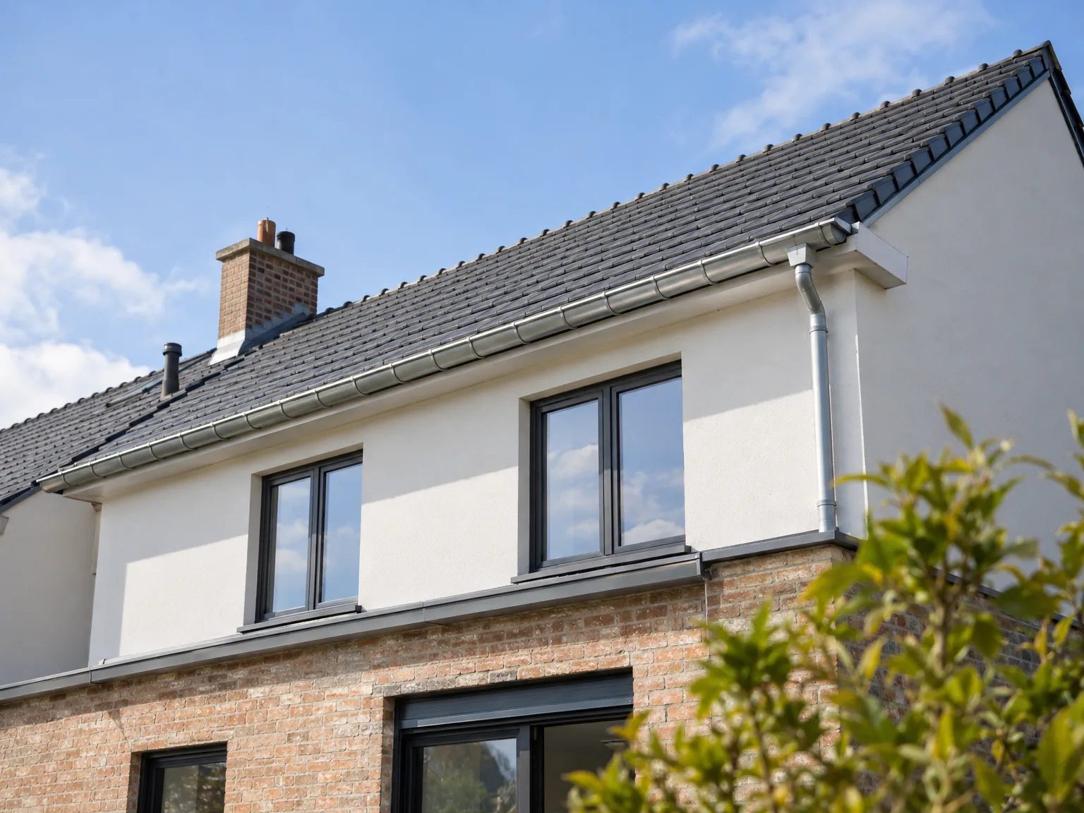Rénovation de toiture ardoise, zinguerie métallique et ravalement de façade de maison